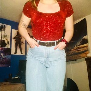 Red sparkly top